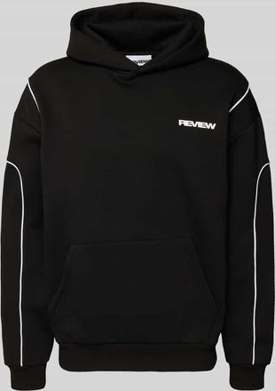 Review Hoodie mit Logo und K&auml;nguru-Tasche in Black, Gr&ouml;&szlig;e XXL