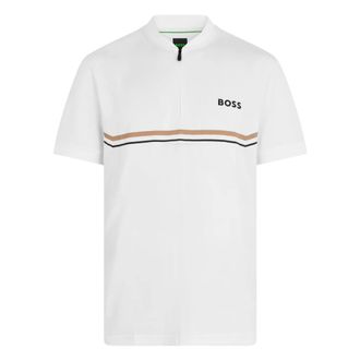 HUGO BOSS Jersey Zip T-shirt - male - Boss - T-Shirts - White - XL - Tops
