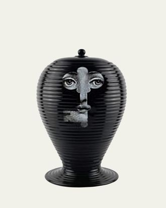 Fornasetti Vase Rigato Serratura Face in Key Black