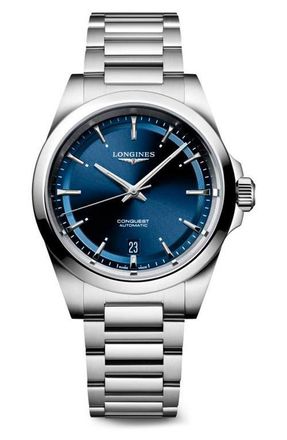 Longines Conquest Automatic Bracelet Watch, 38mm in Blue at Nordstrom