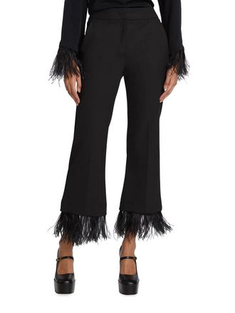 Marella Edoardo Pant With Feather Trim In Black