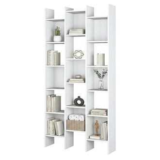 Dmora Librer&iacute;a Dmora Con Estantes Cuadrados, Color Blanco Artik, 192 X 96 X 29 Cm