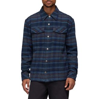 Prana Happy Camp Flannel Snap-Up Shirt Jacket in Stormy Night at Nordstrom, Size Large