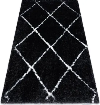 RugsX Rugsx - Alfombra Fluffy 2373 Shaggy Conducci&oacute;n - Antracita / Blanco Black 160x220 Cm