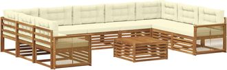 vidaXL Conjunto De Sof&aacute;s De Exterior 10 Uds. Natural Y Crema Vidaxl