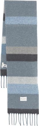 Marc O'Polo striped fringed scarf - Grijs