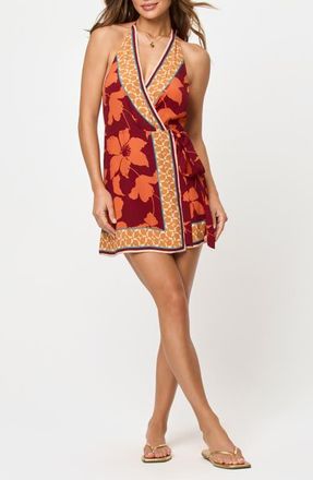 L*Space Taura Faux Wrap Cover-Up Minidress in Cocobolo at Nordstrom, Size X-Small