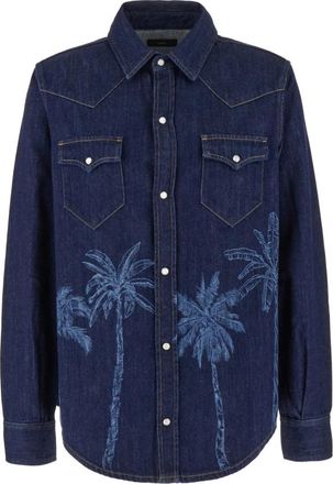 Alanui Jungle Printed Denim Shirt - Heren - Spijkeroverhemden - Blauw - M - Denim - Overhemden