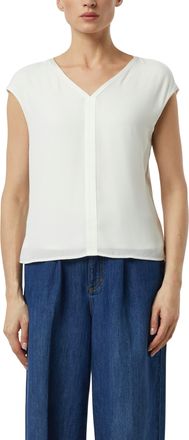 Comma Blusenshirt COMMA, Damen, Gr. 38, ecru, Web, Obermaterial: 93% Viskose, 7% Elasthan, unifarben, normal h&uuml;ftbedeckend, V-Ausschnitt, Shirts Blusenshirt