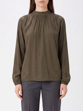 N&deg;21 Blusa girocollo in misto seta e acetato con maniche lunghe
