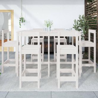 Berkfield Home Beautiful 7 Piece Garden Bar Set White Solid Wood Pine