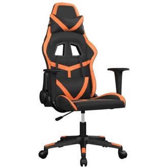 vidaXL Silla Gaming De Masaje Cuero Sint&eacute;tico Negro Y Naranja Vidaxl