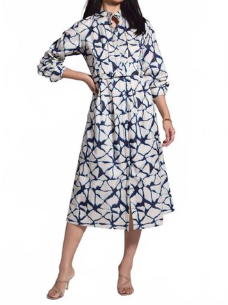 Nic+Zoe Fractured Lines Shirt Dress In Blue Multi