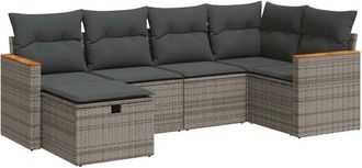 vidaXL Set De Muebles De Jard&iacute;n 6 Pzas Y Cojines Rat&aacute;n Sint&eacute;tico Gris Vidaxl