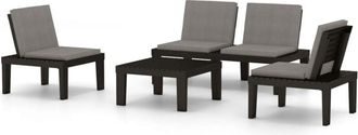 vidaXL Set De Muebles De Jard&iacute;n 4 Piezas Con Cojines Pl&aacute;stico Gris Vidaxl