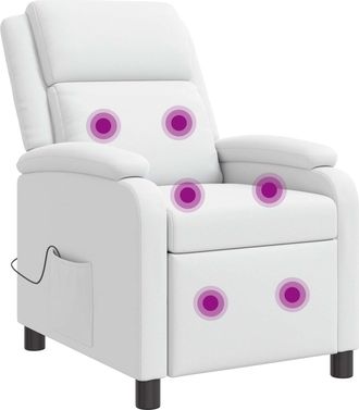 vidaXL Silla De Masajes Reclinable Blanco Cuero Sint&eacute;tico Vidaxl