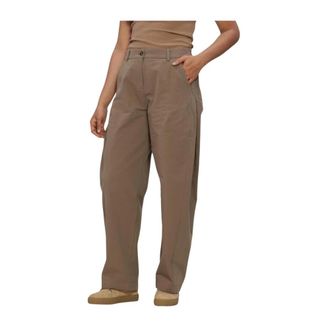 Summum Broeken, Dames, Bruin, XL, Katoen, Broek Barrel Fit Katoen