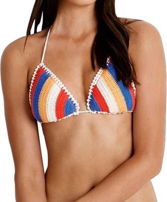 Seafolly Crochet Bikini Top In Sea Caribbean Kool