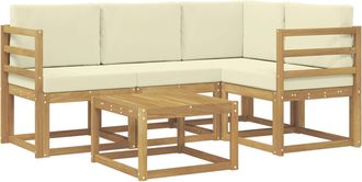 vidaXL Conjunto De Sof&aacute;s De Exterior 5 Uds. Blanco Y Crema Vidaxl