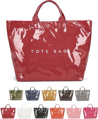 Generic Christmas Plaid PVC Tote Bag for Women - Large Top Handle Handbag, Spacious Shopping & Work Tote (J)