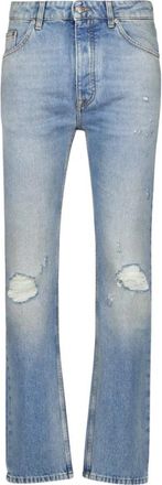 Palm Angels Versleten Monogram Jeans - Heren - Regular Fit Jeans - Blauw - W31 - Katoen - Jeans