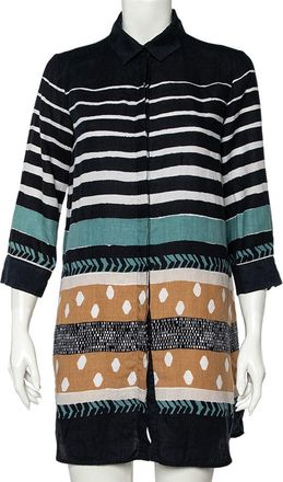 Max Mara Multicolor Printed Linen Blend Button Front Shirt
