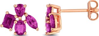 Mimi & Max Multi-Gem Cluster Stud Earrings Sterling Silver