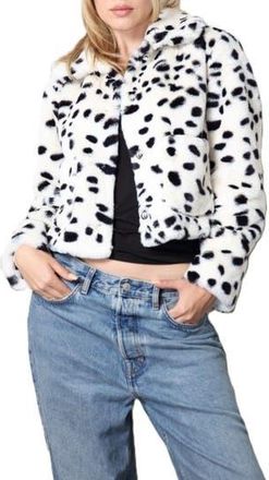Stoosh Printed Faux Fur Jacket in Off White/Black Dalmation at Nordstrom Rack, Size X-Large