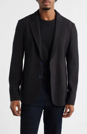 Emporio Armani Brown Textured Stretch Wool Sport Coat in Black/Brown at Nordstrom, Size 36 Us