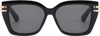 Fifth and Ninth Paige 48mm Polarized Small Geometric Sunglasses in Black /Black at Nordstrom