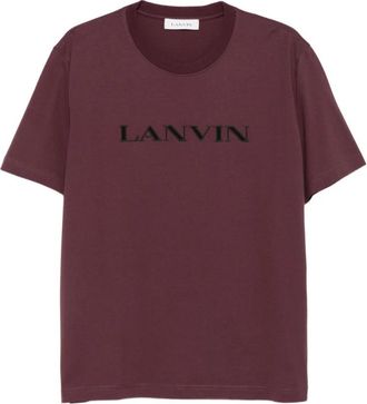 Lanvin Geborduurd katoenen T-shirt - Heren - T-shirts - Rood - L - Katoen - Tops
