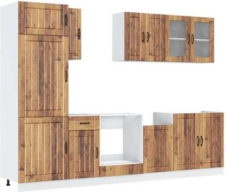 vidaXL Mueble Cocina Kalmar Madera Vieja 8 Pzas Madera Contrachapada Vidaxl