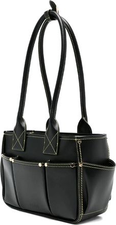 Ganni Womens Shoulder Bag Posy Black Recycled Leather