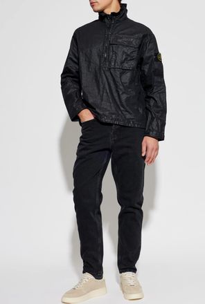 Stone Island Lightweight Jacket With Stand-up Collar, Mens, Navy Blue