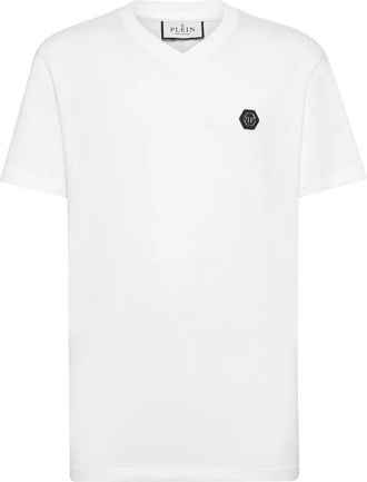 Philipp Plein T-Shirt V-Neck Gothic - Heren - T-shirts - Wit - 2XL - Katoen - Tops