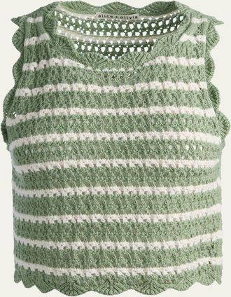 Alice & Olivia Amity Striped Crochet Tank Top