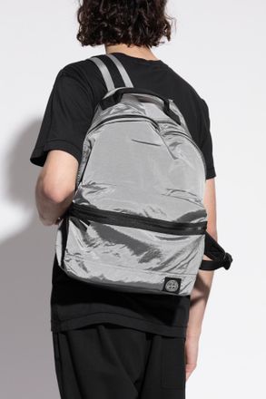 Stone Island Backpack With A Logo Patch, Mens, Grey