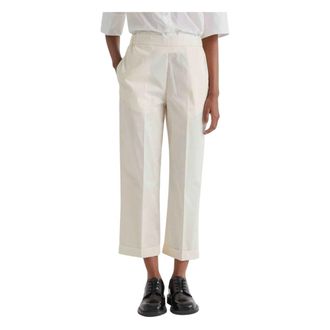 Meimeij Cropped Trousers, female, White, Size: 3XL Pantalone dritto con tasche e elastico in vita