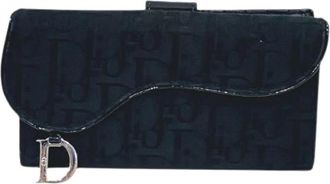 Dior Pre-owned Wallets, female, Black, Size: ONE SIZE Pre-owned Trotter Nylon Leather Wallet
