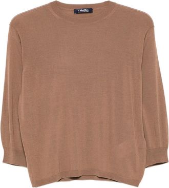 Max Mara Wollen trui met ronde hals - Bruin