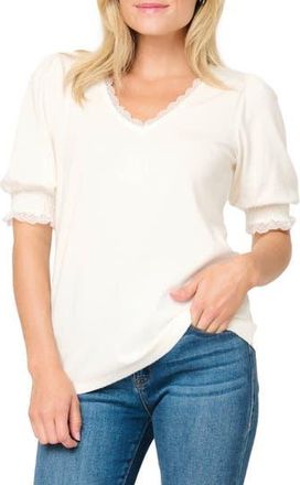 Gibsonlook Lace Detail V-Neck Knit Top in White at Nordstrom Rack, Size Xx-Small