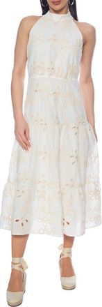 Tash And Sophie Mock Neck Midi Dress in Natural at Nordstrom Rack, Size X-Large
