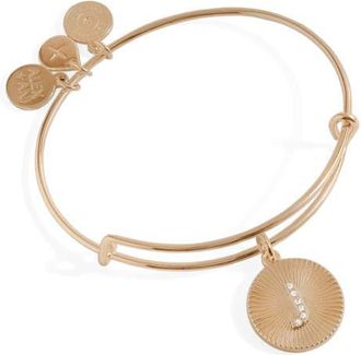 Alex and Ani Pave Starburst Texture Initial Bangle Bracelet in Gold - J at Nordstrom