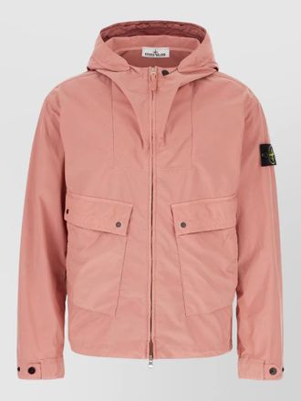 Stone Island hooded jacket front pockets button cuffs