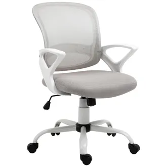 Vinsetto Vinsetto - Silla De Oficina Silla De Escritorio Basculante Con Altura Ajustable Giratorio 360&deg; Y Soporte Lumbar Malla Transpirable 61x61x89-99cm Gris