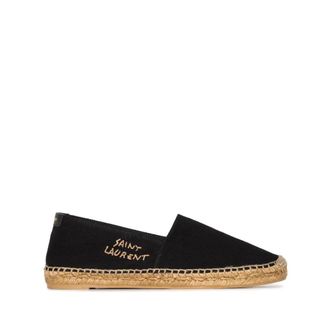 Saint Laurent Espadrilles, female, Black, Size: 6 1/2 US Embroidered Espadrilles in Canvas