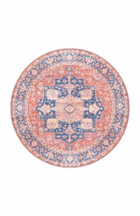 Jonathan Y Designs Maris Ornate Medallion Machine-Washable Round Area Rug in Terracotta/navy at Nordstrom, Size 5Ft 0In X 5Ft 0In