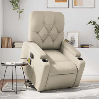 vidaXL Vidaxl - Sill&oacute;n De Masaje Elevable El&eacute;ctrico Cuero Sint&eacute;tico Crema