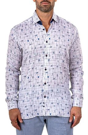Maceoo Fibonacci Marthyr 0315 Contemporary Fit Button-Up Shirt in White at Nordstrom, Size 4