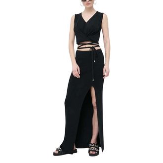 Patrizia Pepe Wrap Jurk - Dames - Jurken - Zwart - Maat: XS Katoen